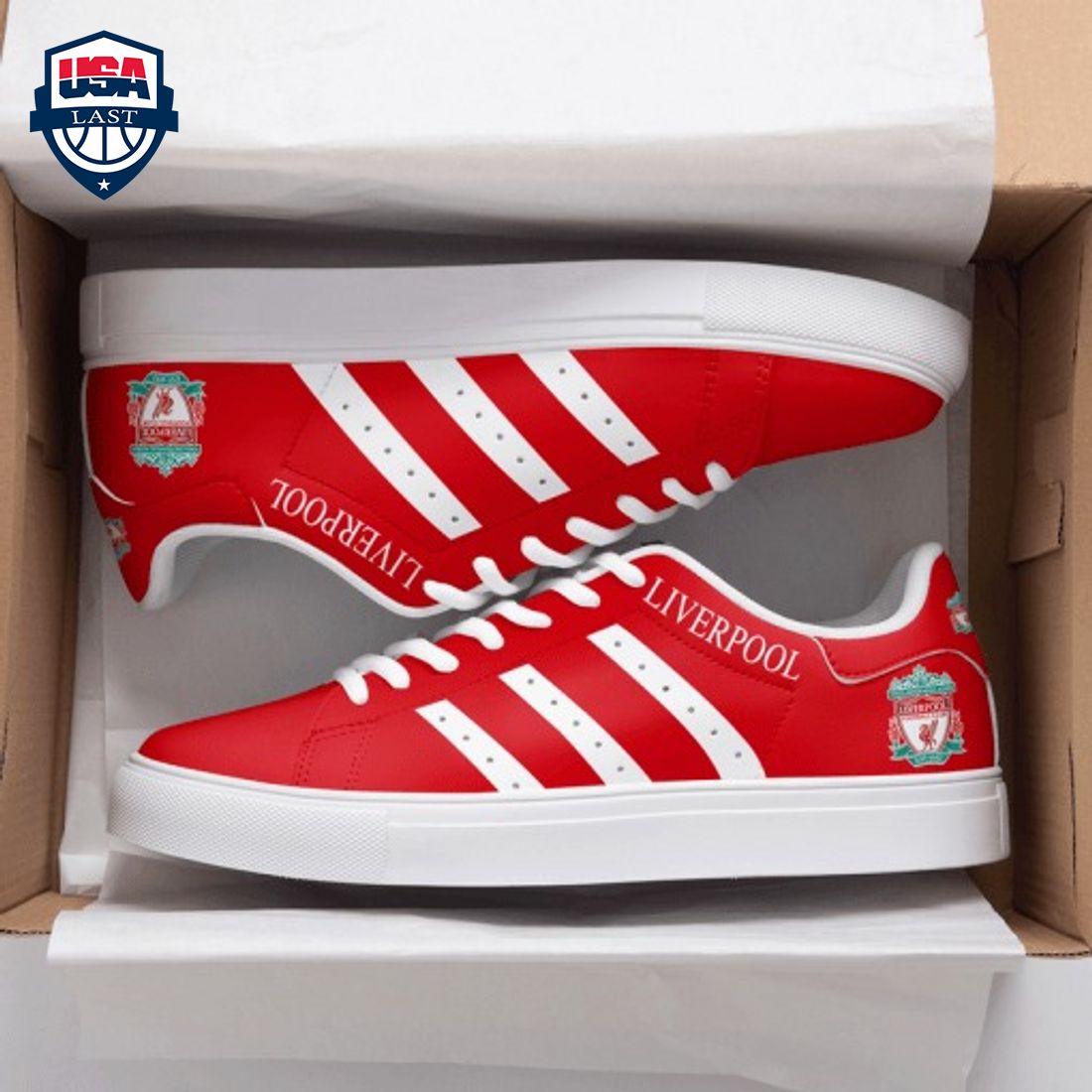 Liverpool FC White Stripes Style 2 Stan Smith Low Top Shoes – Saleoff