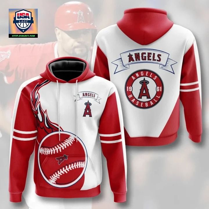 Los Angeles Angels Flame Balls Graphic 3D Hoodie - Stunning