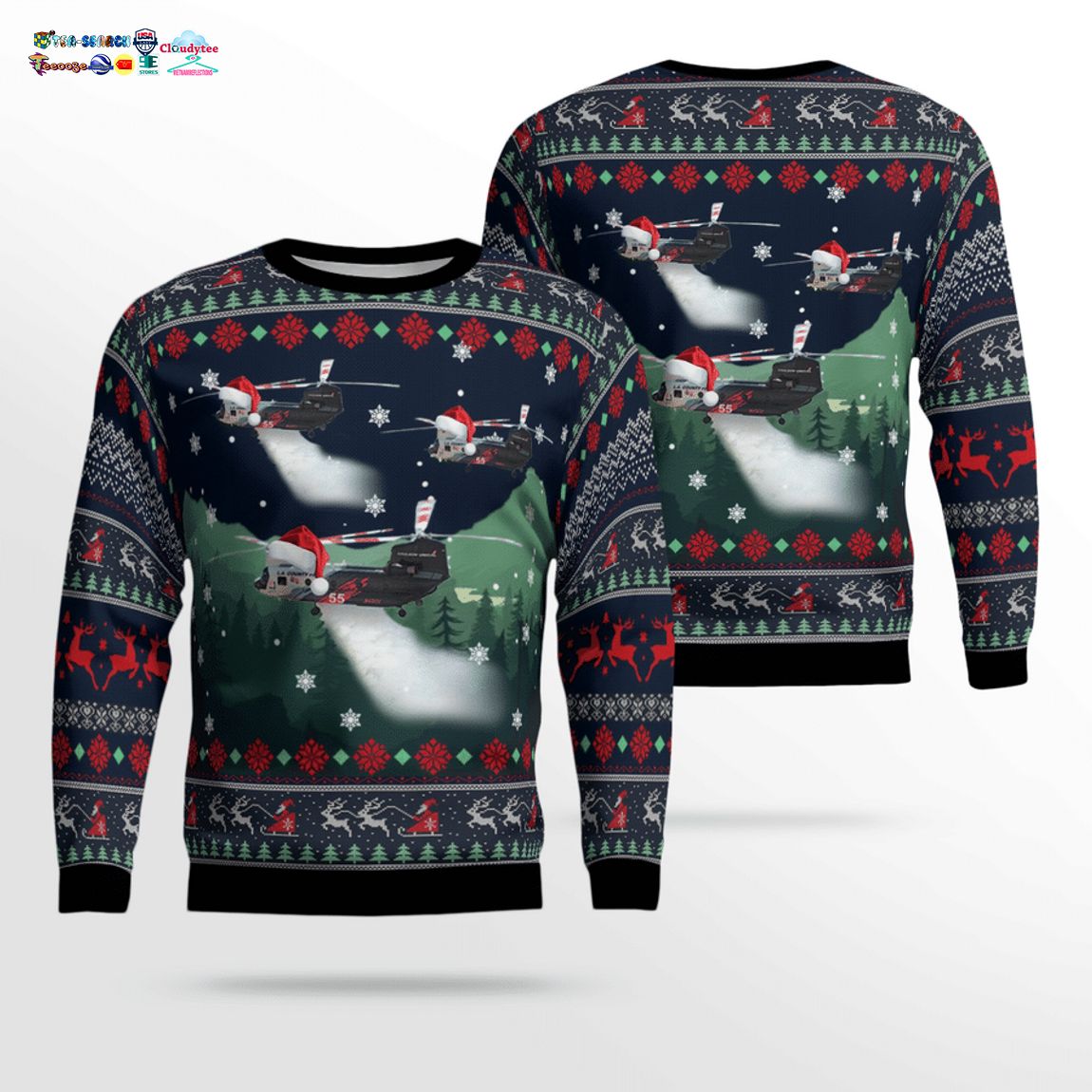 Los Angeles County Fire Department CH-47 3D Christmas Sweater