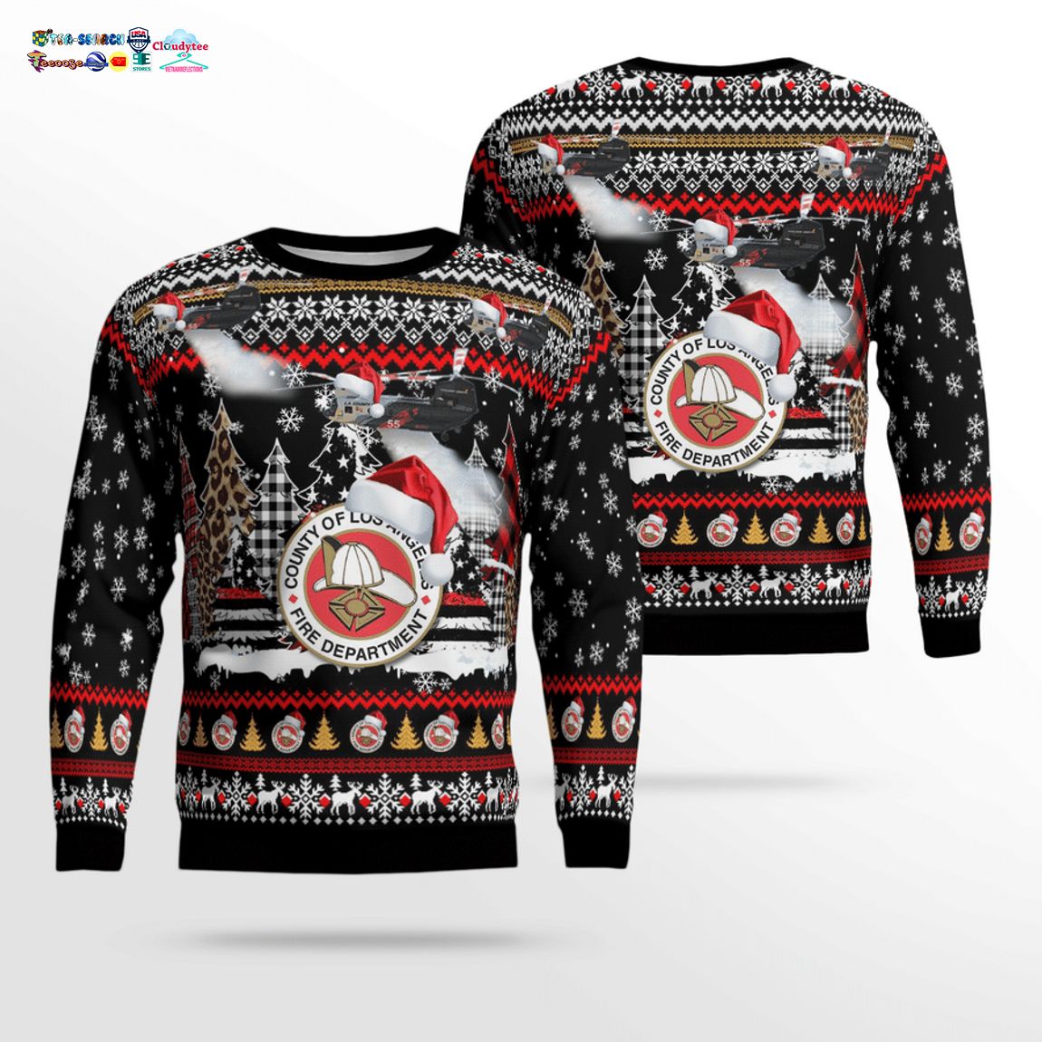 Los Angeles County Fire Department CH-47 Ver 2 3D Christmas Sweater