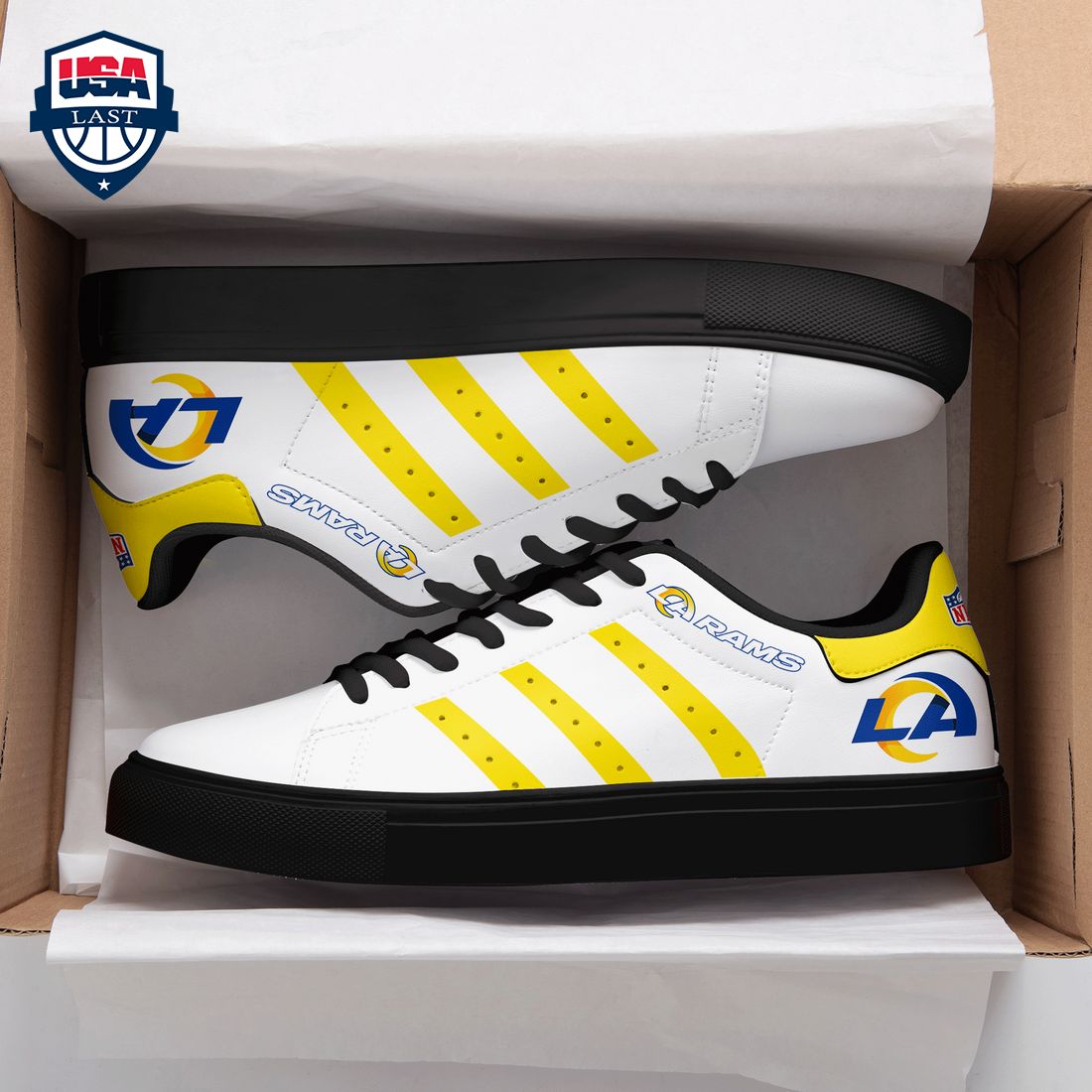 Los Angeles Rams Yellow Stripes Stan Smith Low Top Shoes – Saleoff