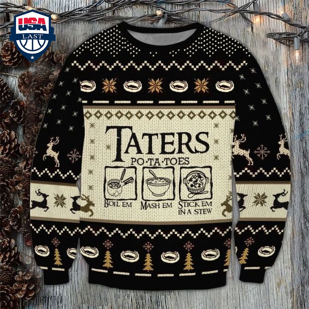 LOTR Taters Po-ta-toes Black Ugly Christmas Sweater – Saleoff