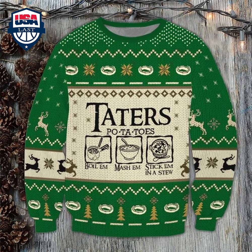 LOTR Taters Po-ta-toes Green Ugly Christmas Sweater – Saleoff
