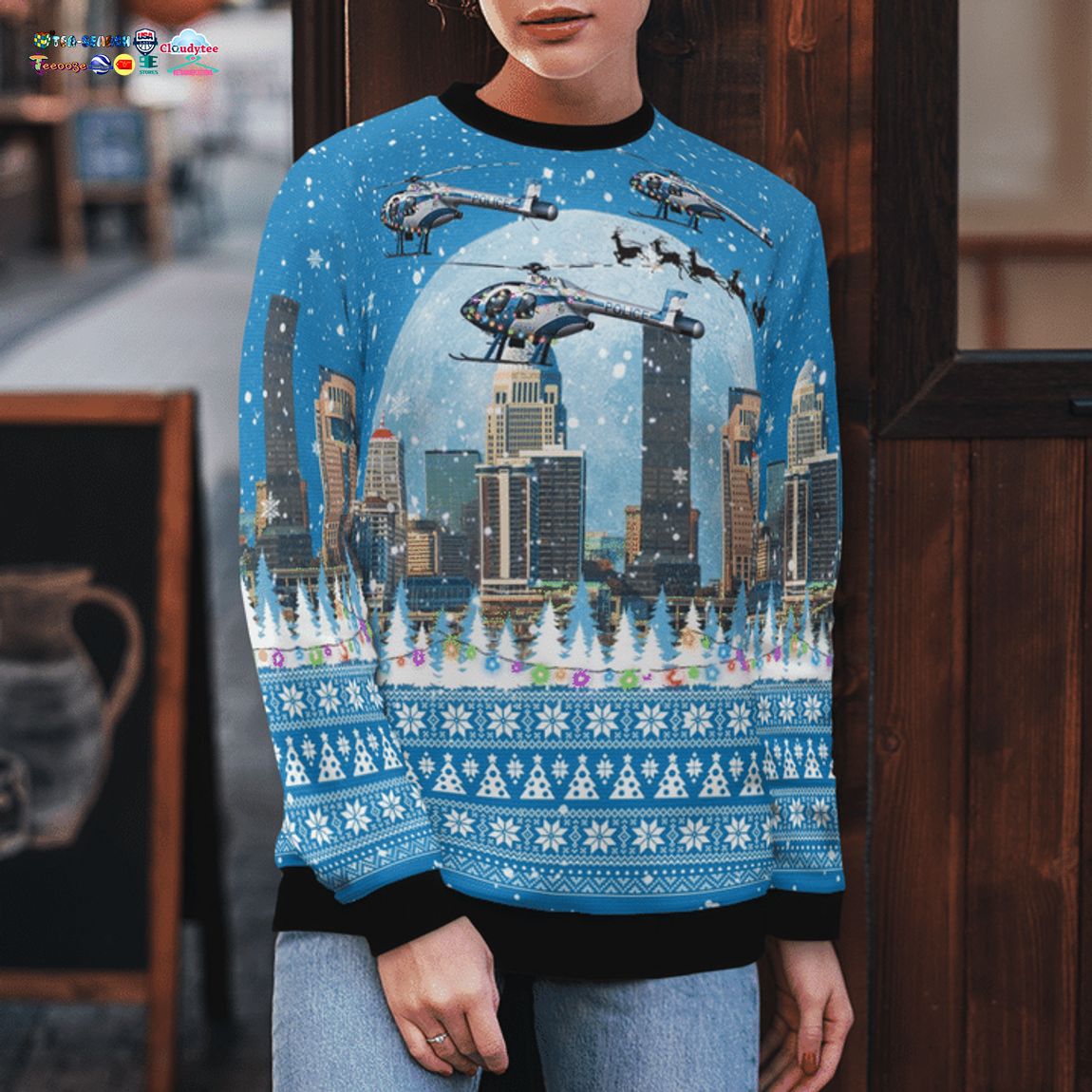 Louisville Metro Police Department MD Helicopters MD-520N 3D Christmas Sweater