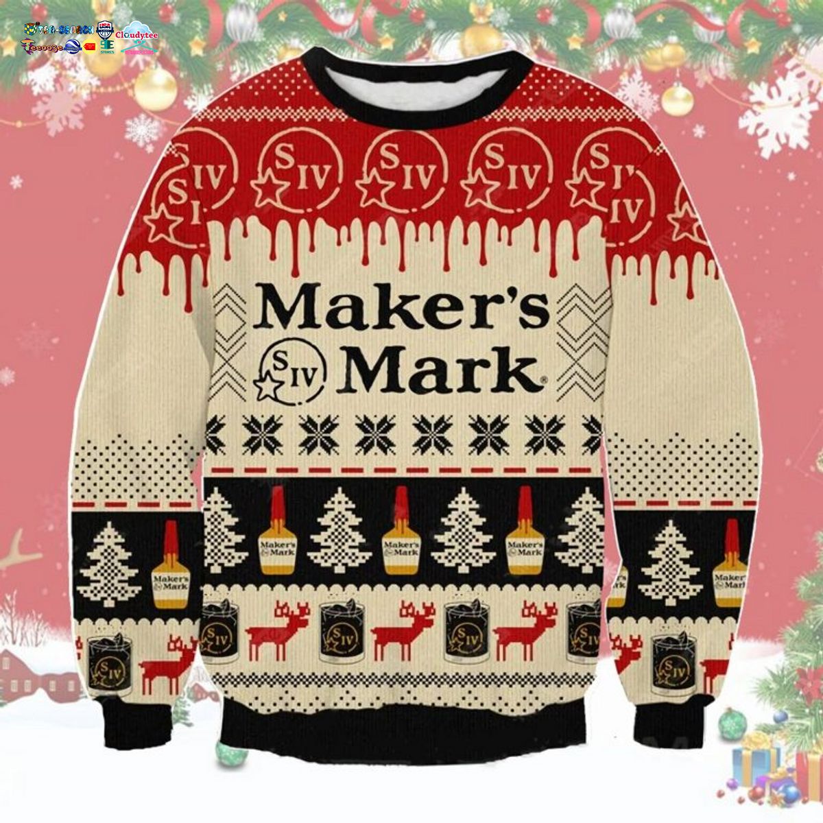 Maker's Mark Bourbon Ugly Christmas Sweater