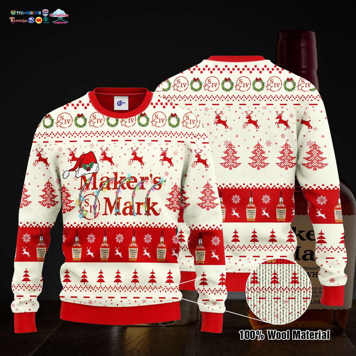 Maker’s Mark Santa Hat Ugly Christmas Sweater