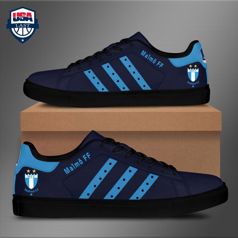 Malmo FF Aqua Blue Stripes Style 1 Stan Smith Low Top Shoes - Nice Pic