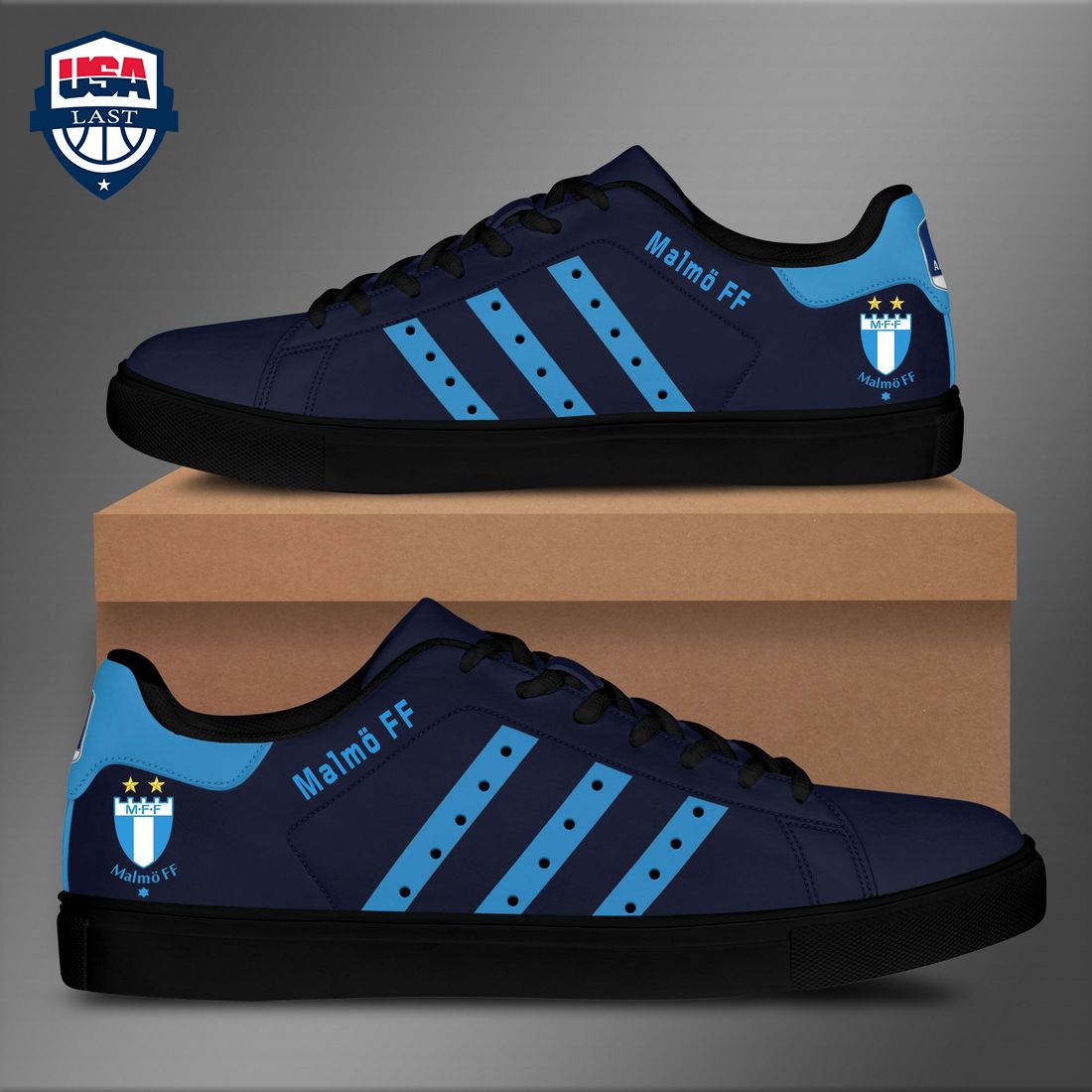 Malmo FF Aqua Blue Stripes Style 1 Stan Smith Low Top Shoes – Saleoff