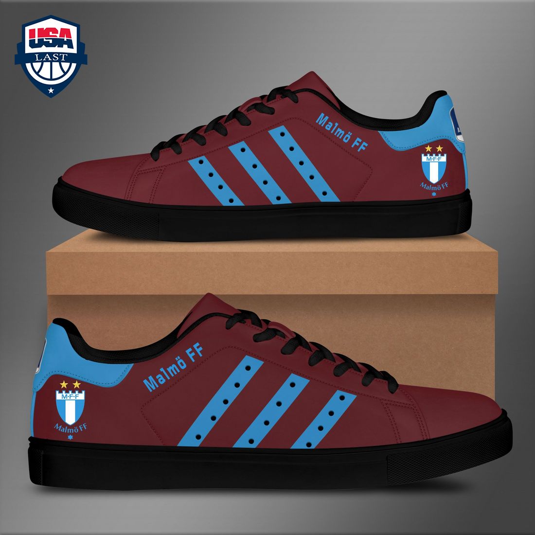 Malmo FF Aqua Blue Stripes Style 2 Stan Smith Low Top Shoes – Saleoff