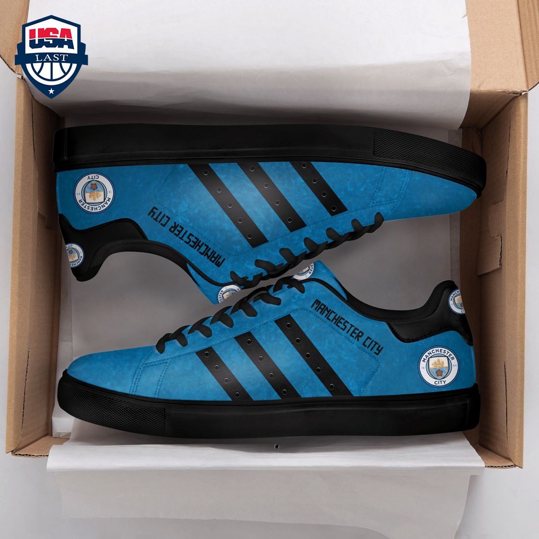 Manchester City FC Black Stripes Style 1 Stan Smith Low Top Shoes – Saleoff