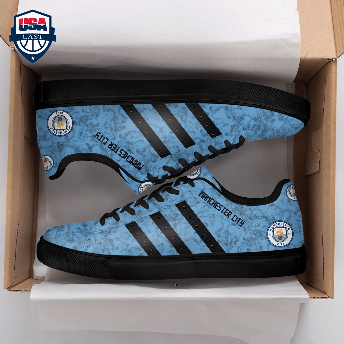 Manchester City FC Black Stripes Style 2 Stan Smith Low Top Shoes – Saleoff