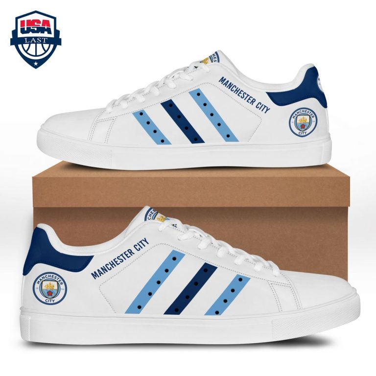 Manchester City FC Blue Navy Stripes Stan Smith Low Top Shoes - Lovely smile