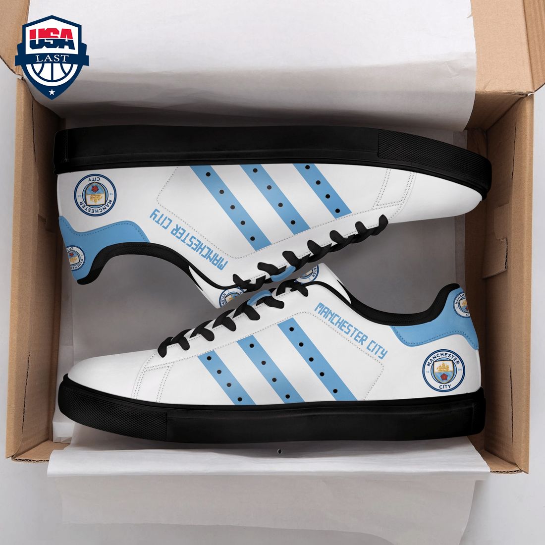 Manchester City FC Blue Stripes Style 1 Stan Smith Low Top Shoes – Saleoff