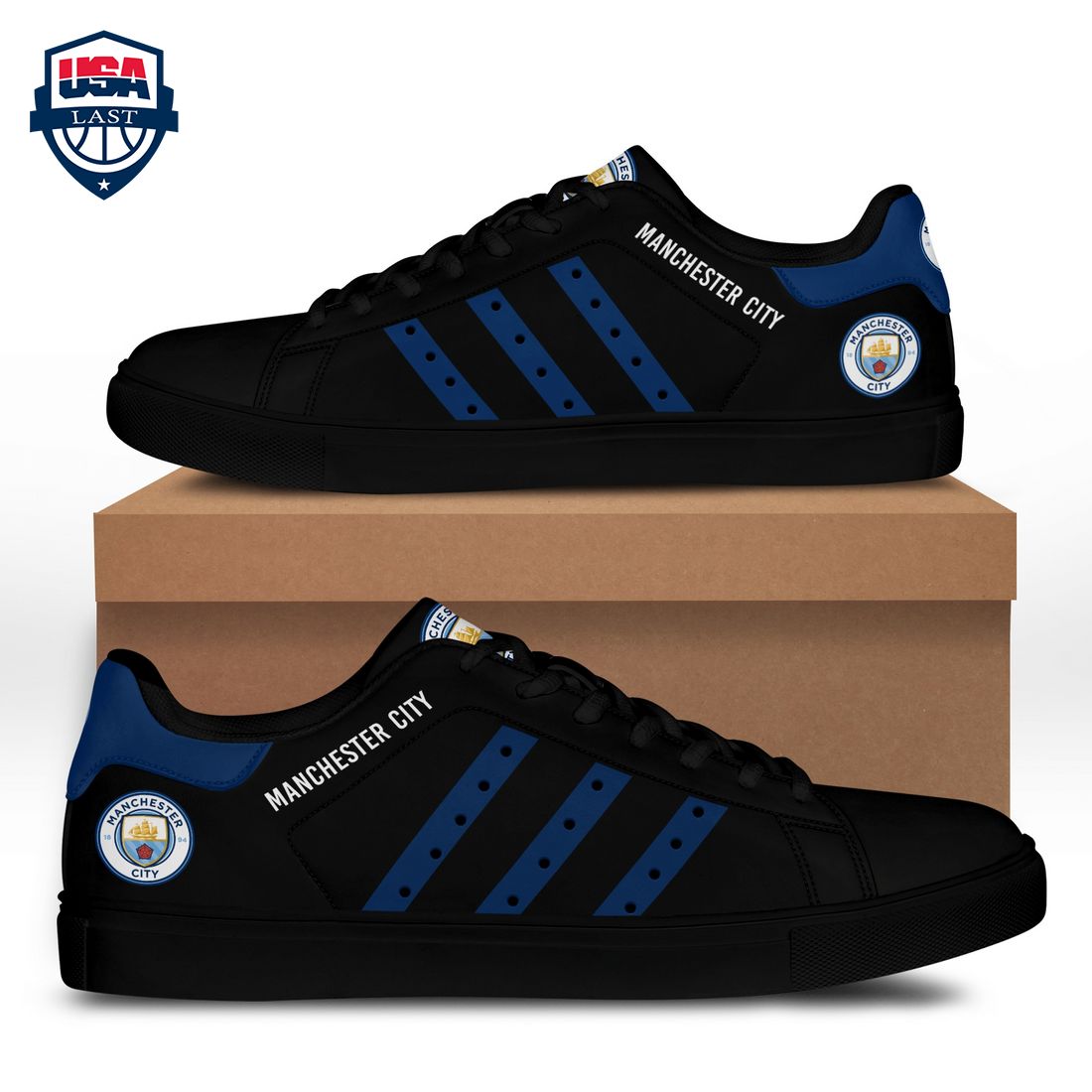 Manchester City FC Navy Stripes Style 1 Stan Smith Low Top Shoes – Saleoff
