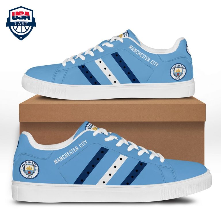 Manchester City FC Navy White Stripes Stan Smith Low Top Shoes - Cool DP