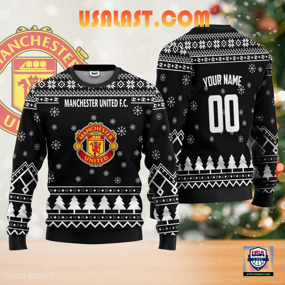 Manchester United FC Black Ugly Sweater - Studious look