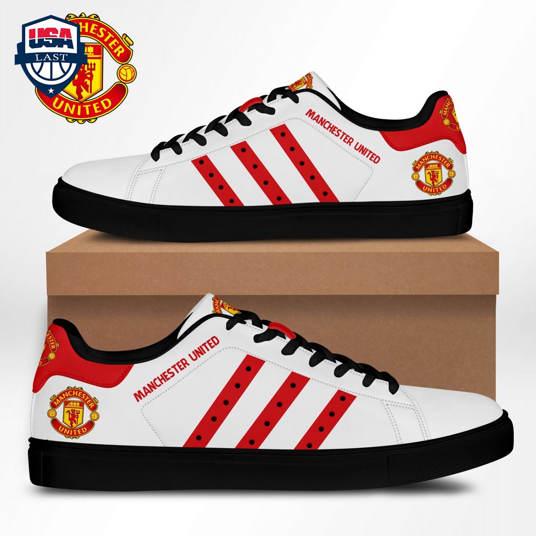 Manchester United FC Red Stripes Style 1 Stan Smith Low Top Shoes – Saleoff