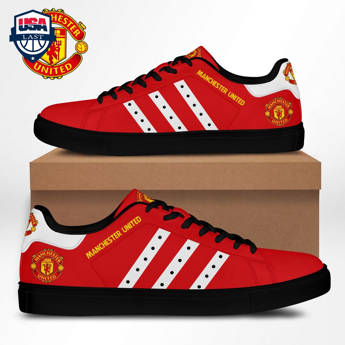 Manchester United FC White Stripes Style 1 Stan Smith Low Top Shoes – Saleoff