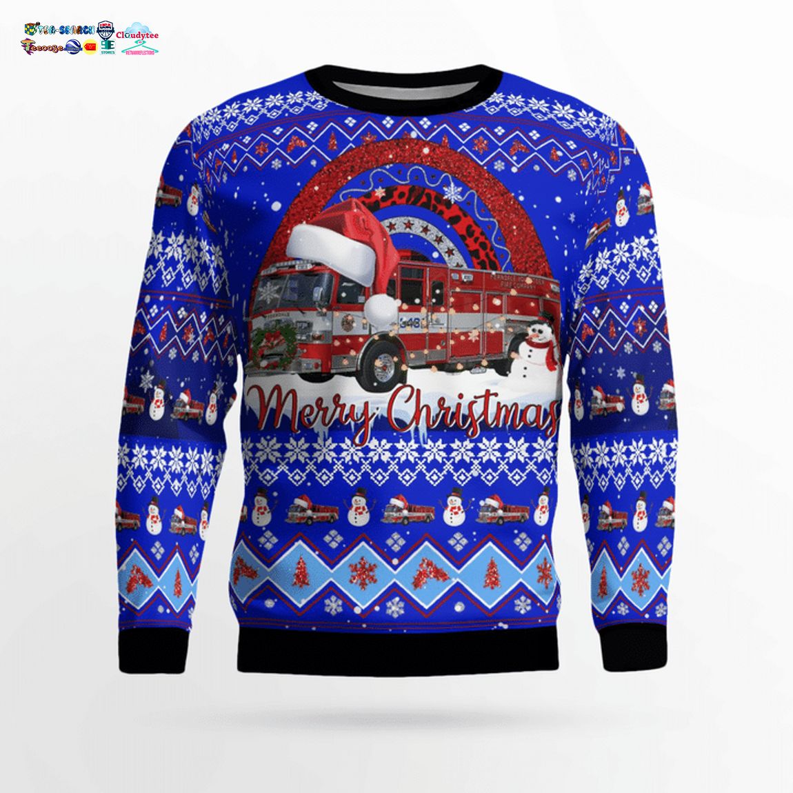 Maryland Ferndale Volunteer Fire Company 34 3D Christmas Sweater