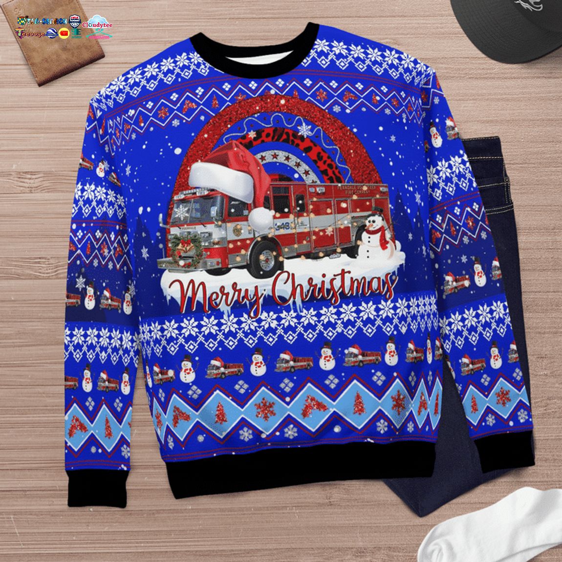 Maryland Ferndale Volunteer Fire Company 34 3D Christmas Sweater