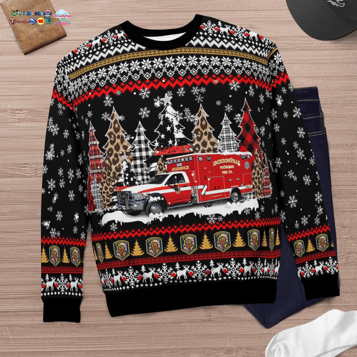 Maryland Jacksonville Volunteer Fire Company Station 47 3D Christmas Sweater