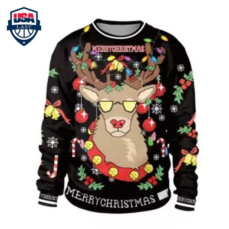 Merry Christmas Deer Ugly Christmas Sweater - Super sober