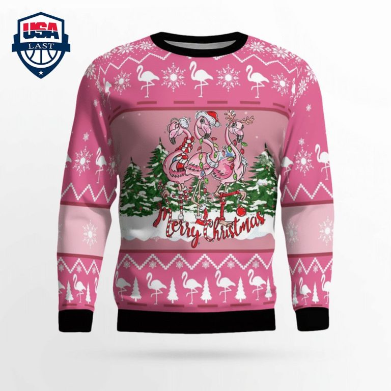 Merry Christmas Flamingo 3D Christmas Sweater - Selfie expert