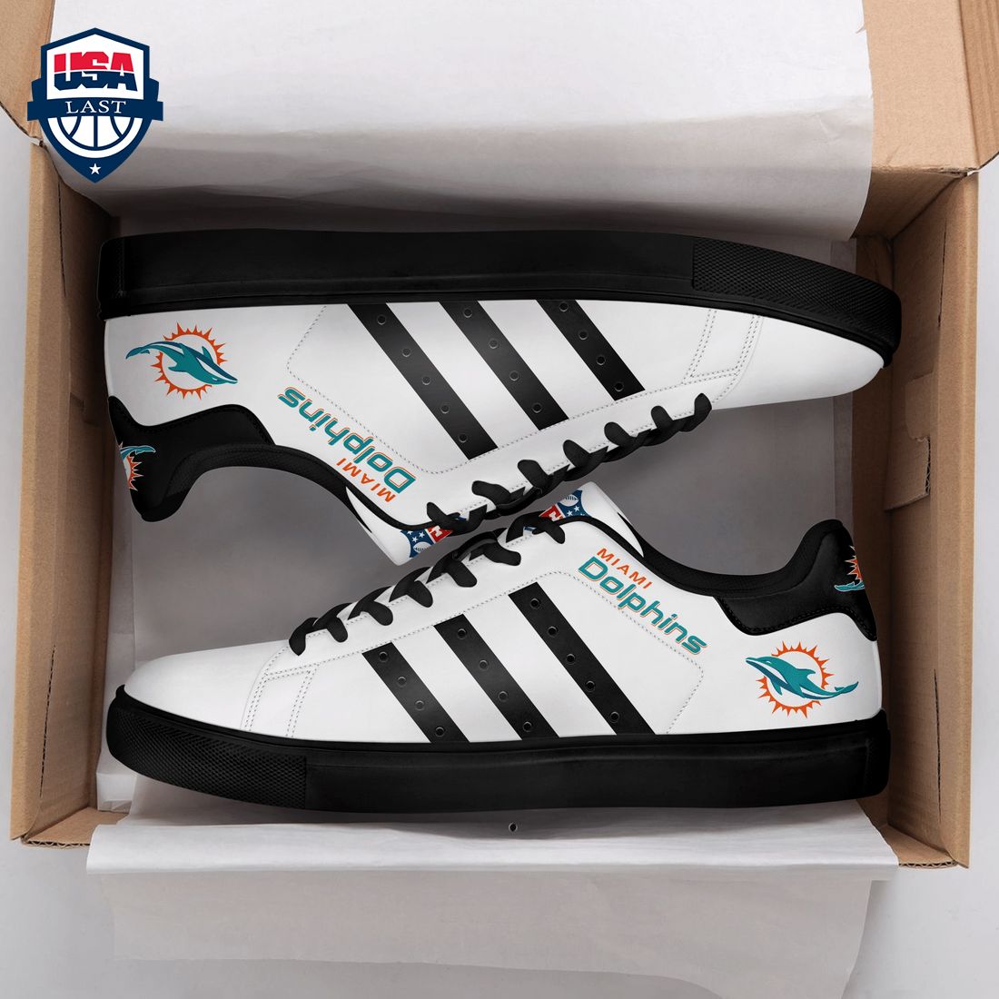 Miami Dolphins Black Stripes Stan Smith Low Top Shoes - You look too weak