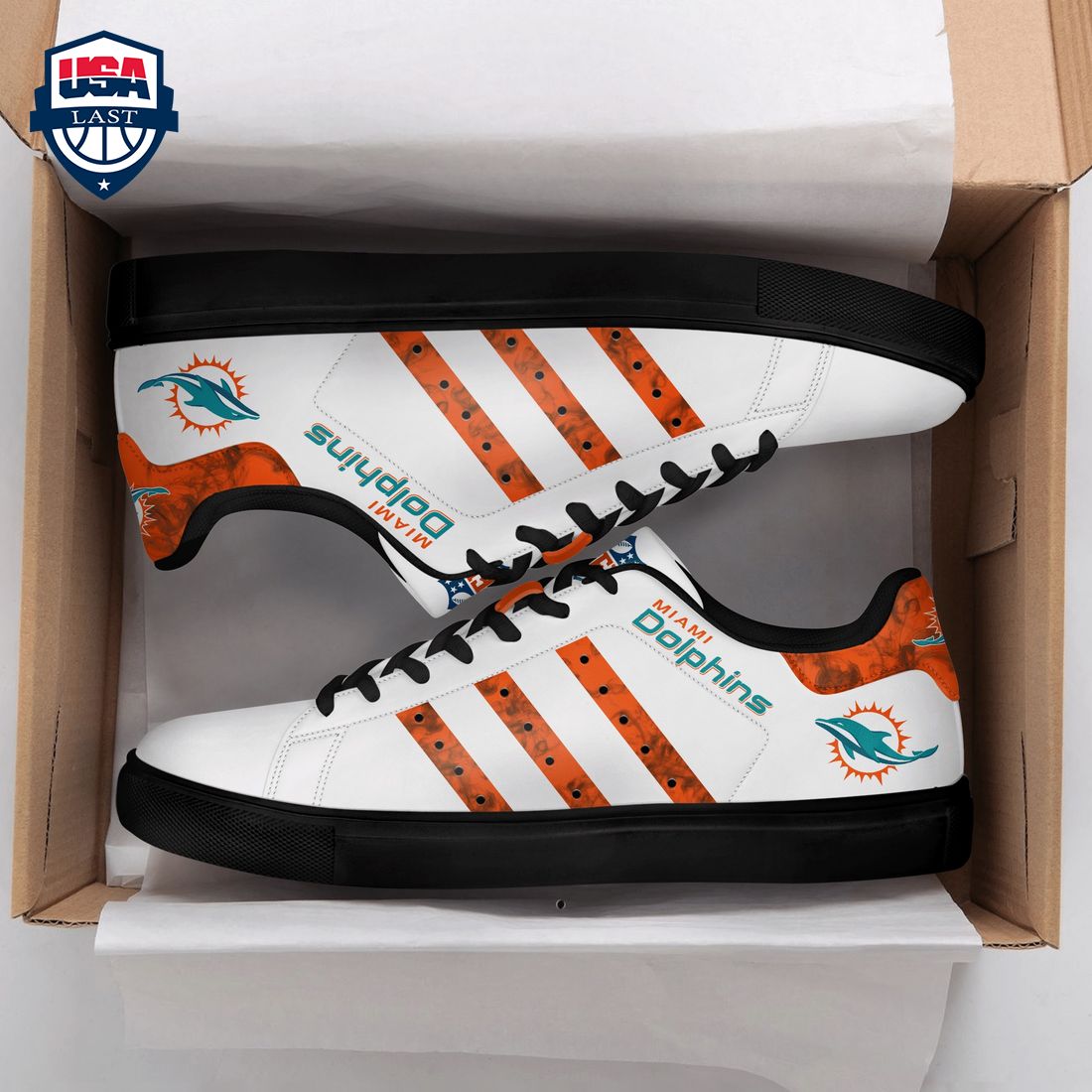 Miami Dolphins Orange Stripes Style 3 Stan Smith Low Top Shoes – Saleoff