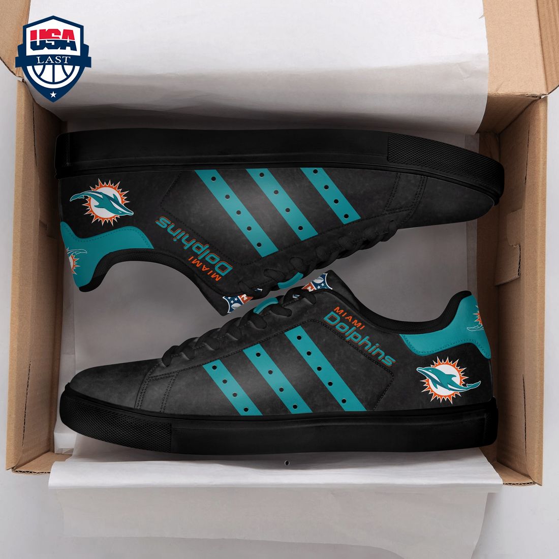 Miami Dolphins Teal Stripes Style 1 Stan Smith Low Top Shoes – Saleoff
