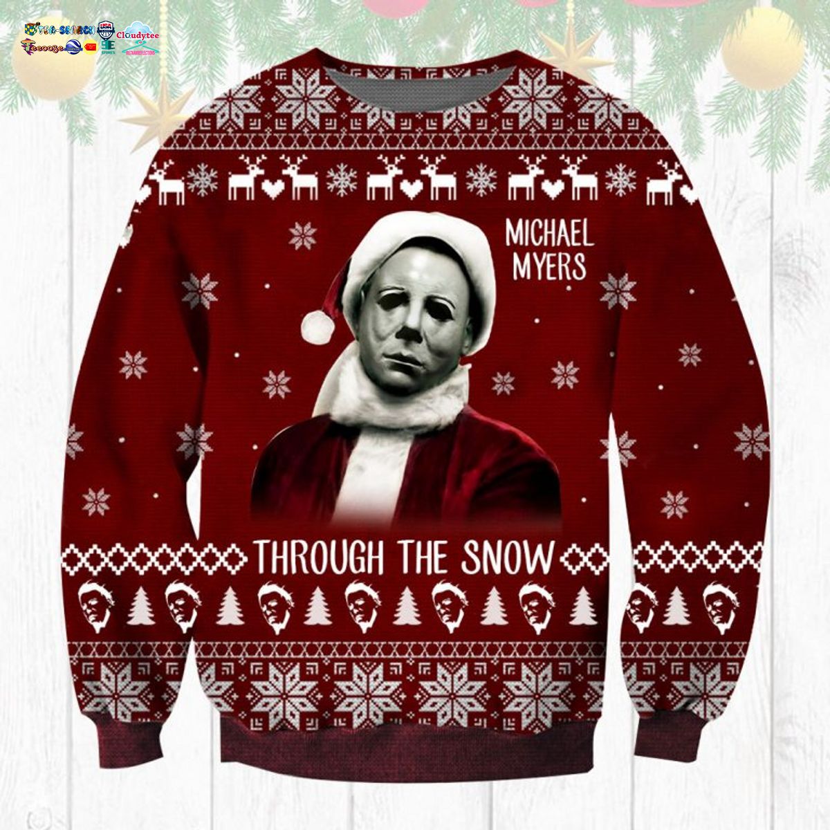 Michael Myers Through The Snow Ugly Christmas Sweater - Elegant and sober Pic
