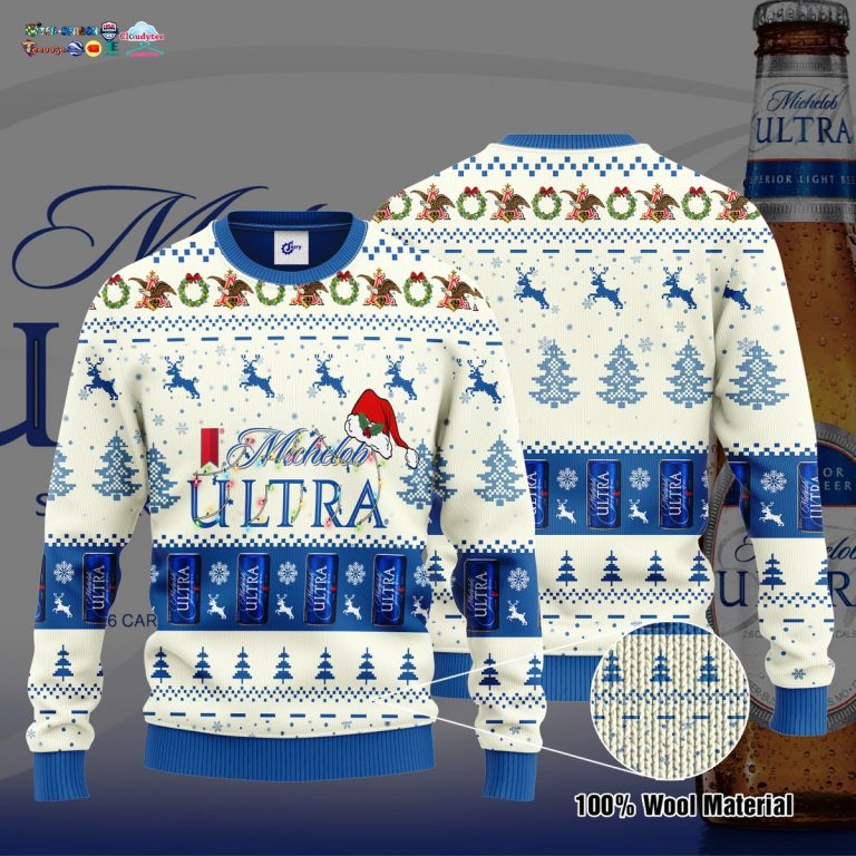 Michelob Ultra Santa Hat Ugly Christmas Sweater - This is awesome and unique