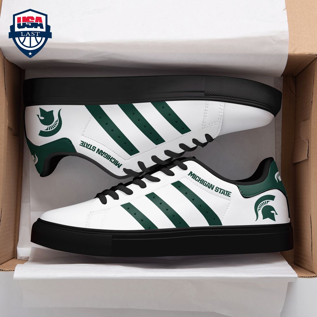 Michigan State Spartans Forest Green Stripes Stan Smith Low Top Shoes – Saleoff