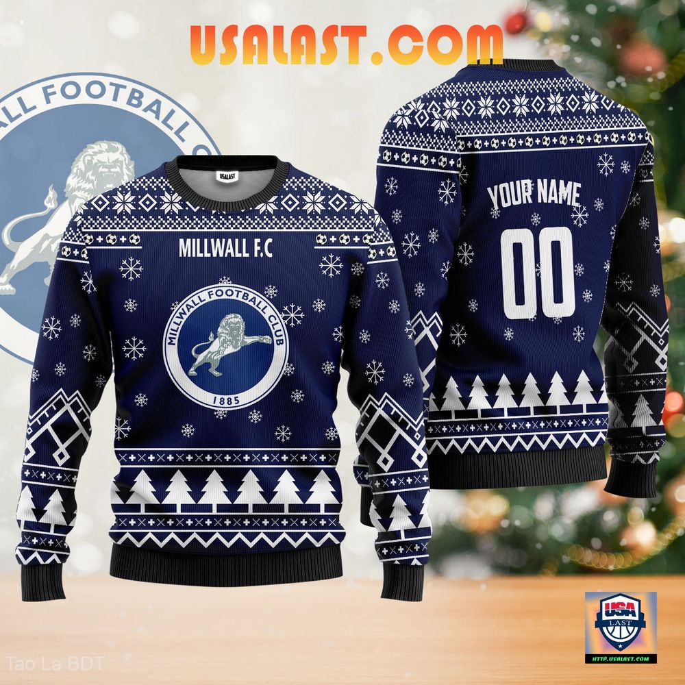 Millwall F.C Ugly Christmas Sweater Navy Blue Version – Usalast