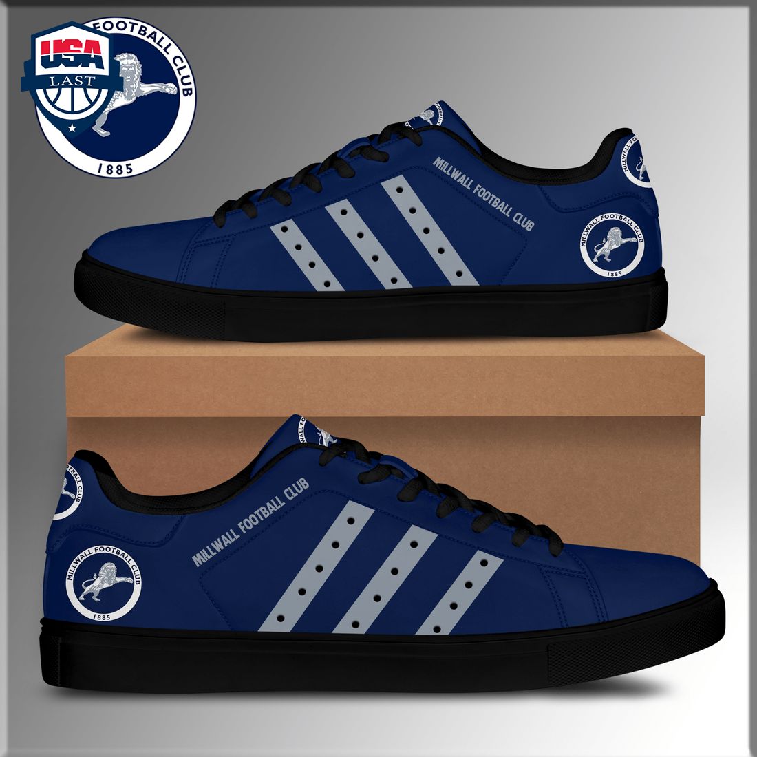 Millwall Football Club Grey Stripes Stan Smith Low Top Shoes – Saleoff