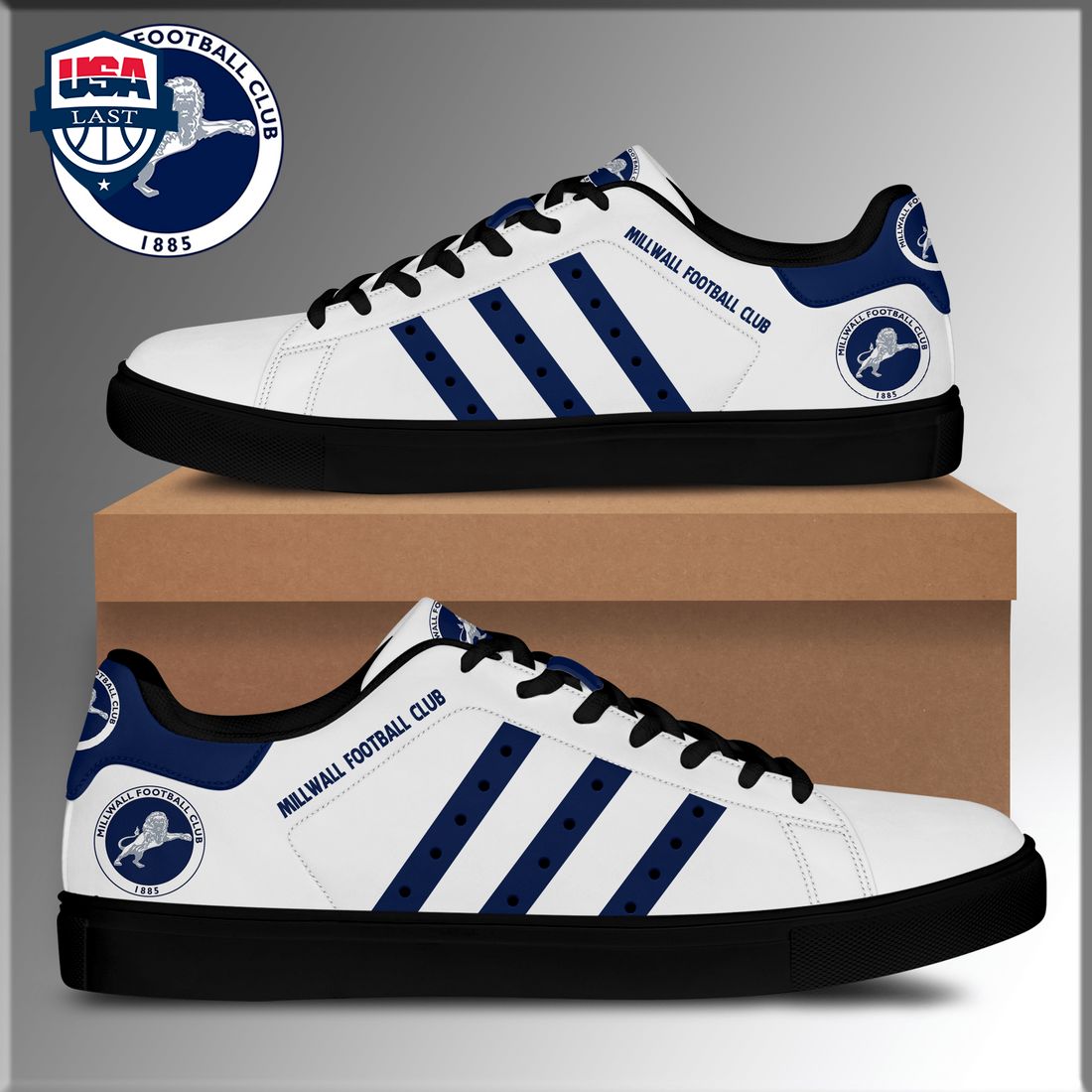Millwall Football Club Navy Stripes Style 1 Stan Smith Low Top Shoes – Saleoff