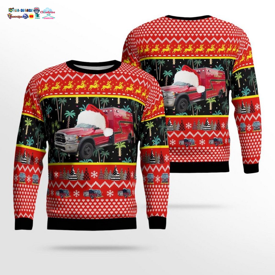 Minnesota Cottage Grove Fire Department 3D Christmas Sweater - Wow, cute pie
