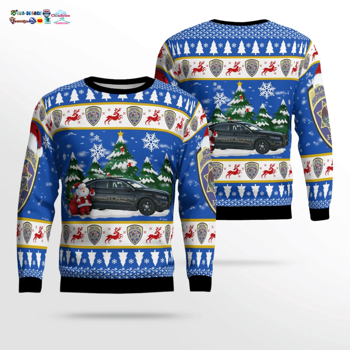 Montana Highway Patrol Ford Taurus 2016 3D Christmas Sweater - Rocking picture