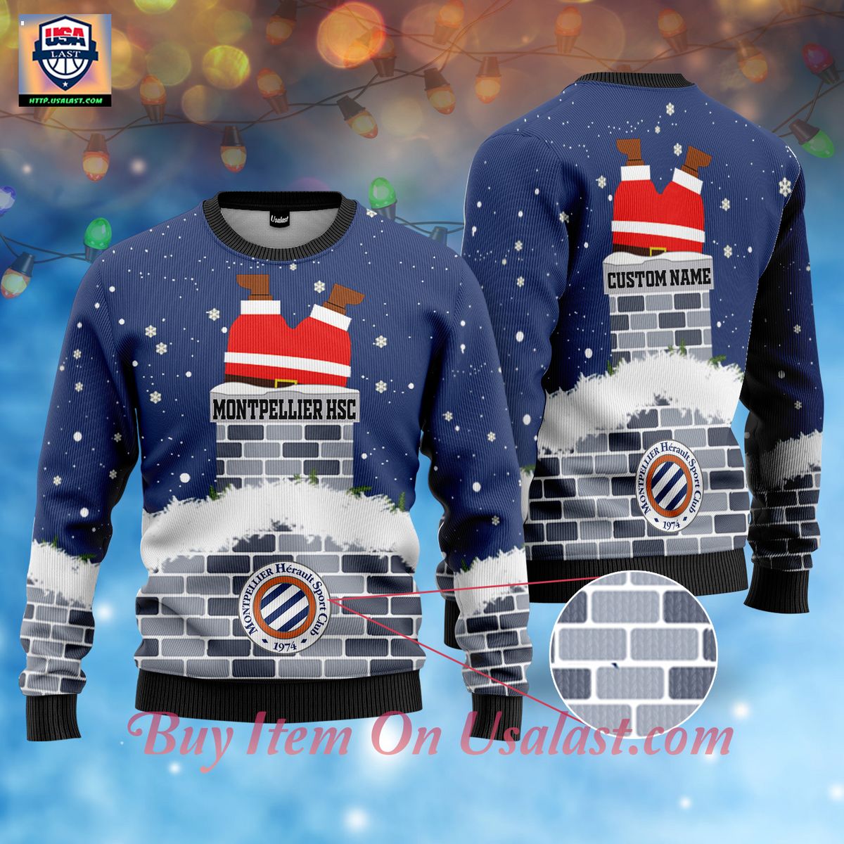 Montpellier HSC Santa Claus Custom Name Ugly Christmas Sweater – Usalast