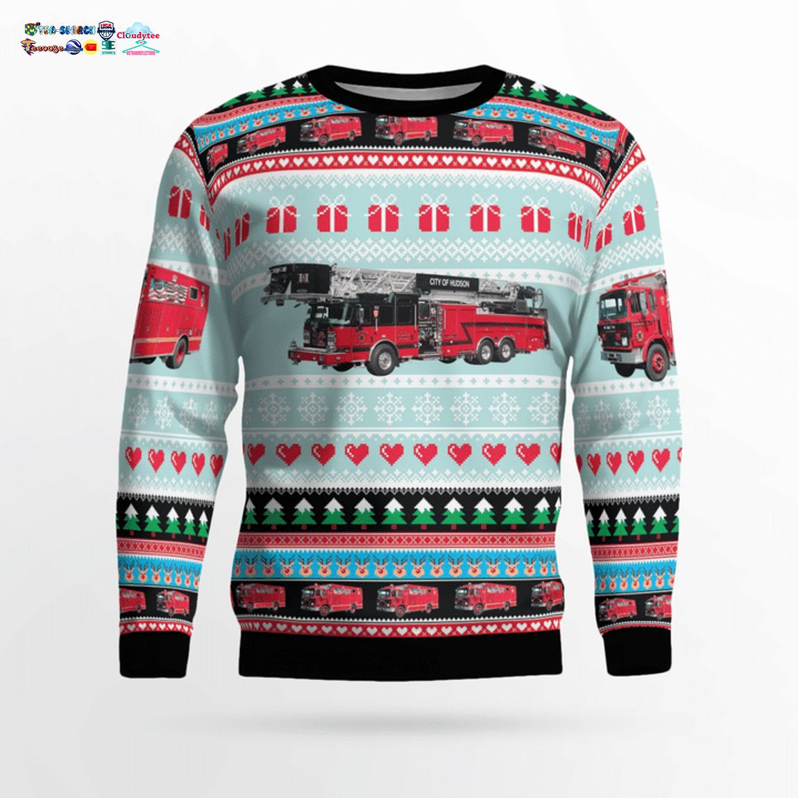 New York City of Hudson Fire Department 3D Christmas Sweater