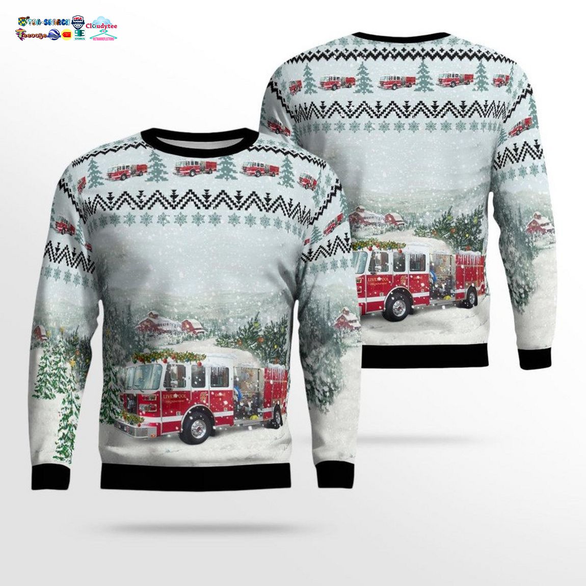 New York Liverpool Fire Department 3D Christmas Sweater - Beauty queen