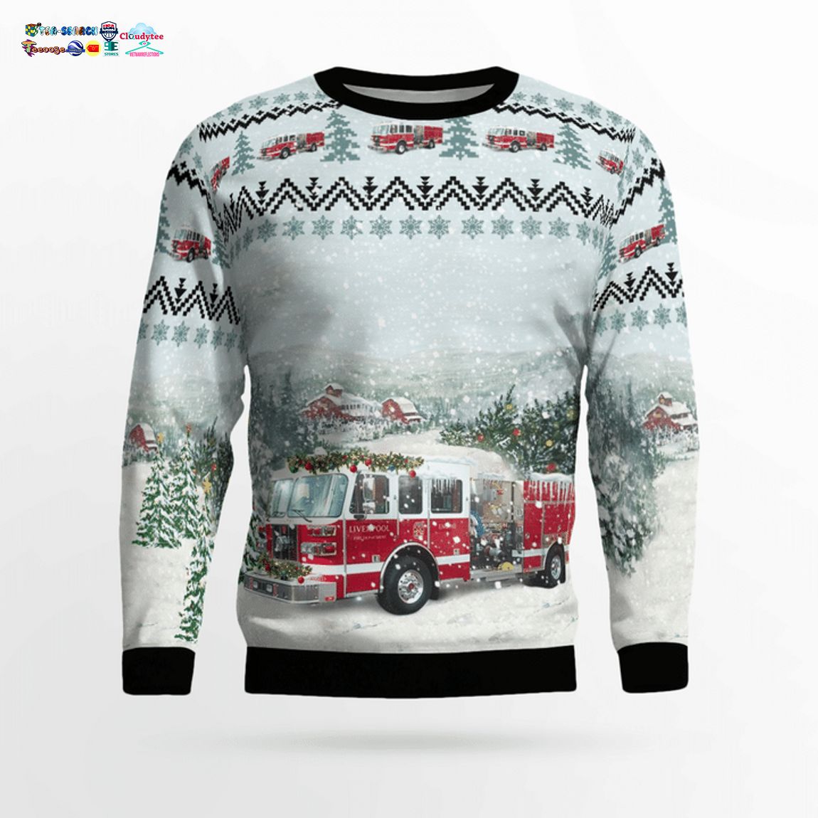 New York Liverpool Fire Department 3D Christmas Sweater