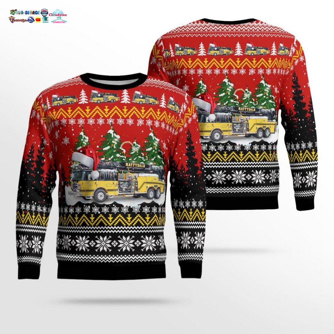 New York Mattydale Fire Department 3D Christmas Sweater - Elegant and sober Pic