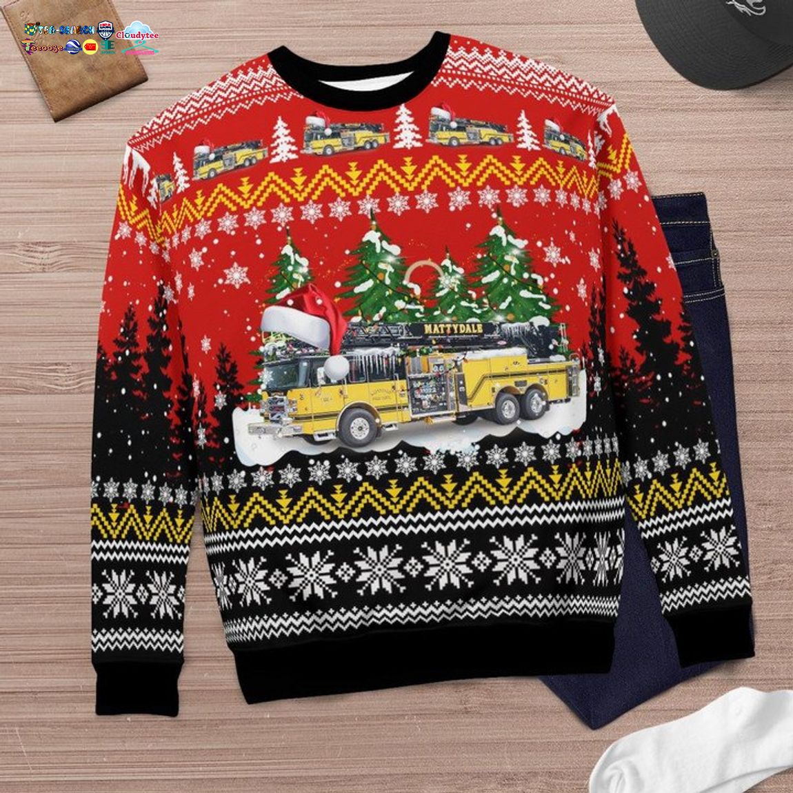 New York Mattydale Fire Department 3D Christmas Sweater