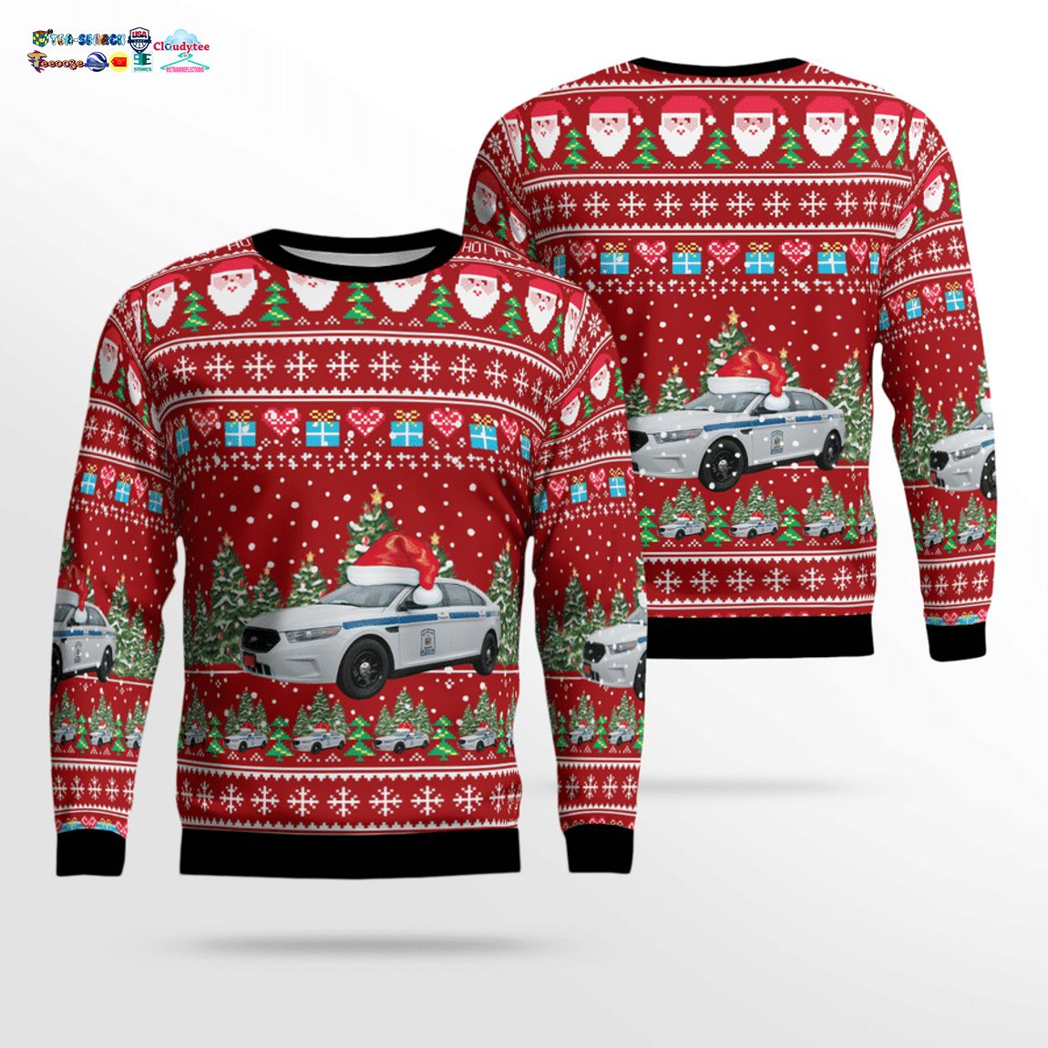 New York State EMS Ford Police Interceptor 3D Christmas Sweater