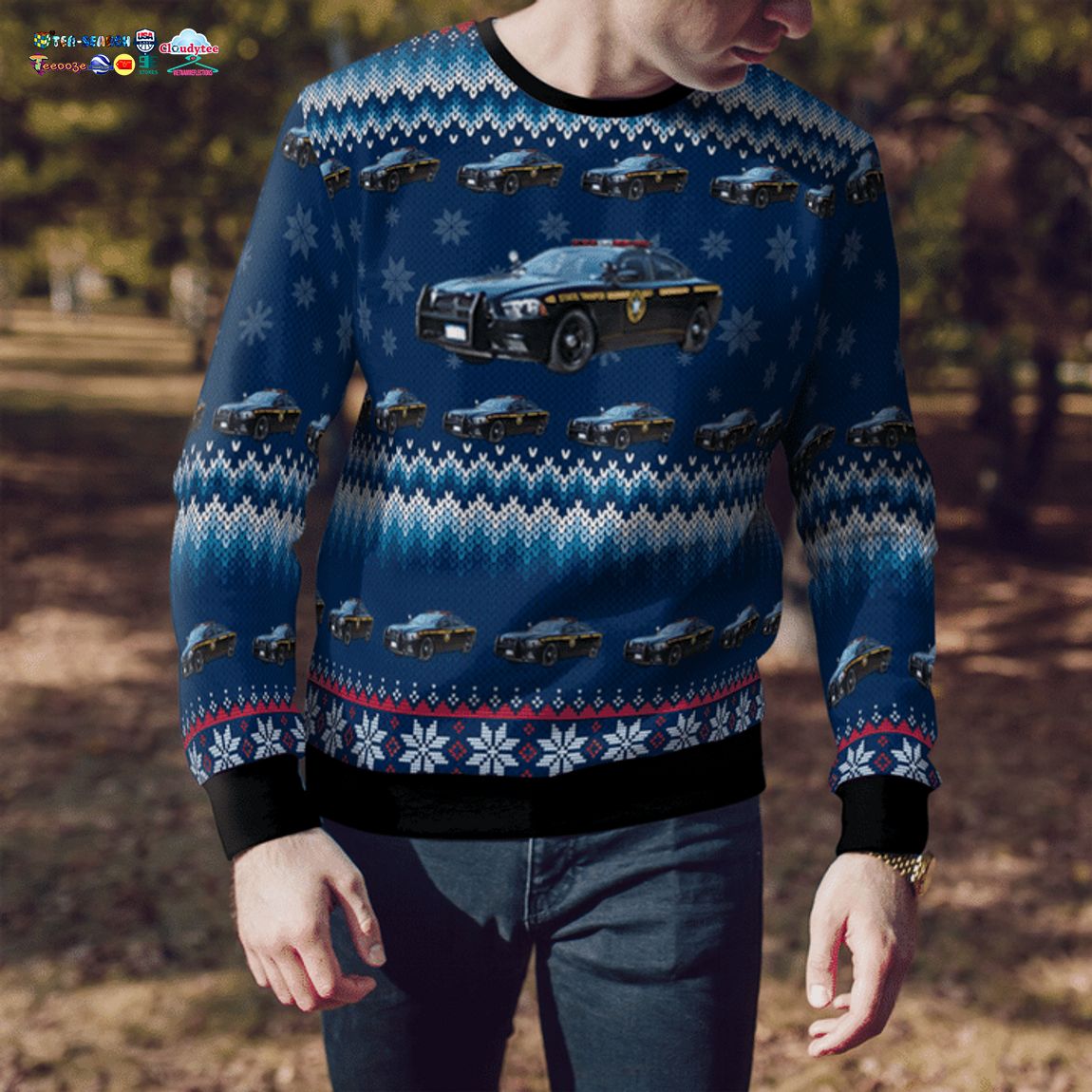 New York State Police Dodge Charger 3D Christmas Sweater - Saleoff