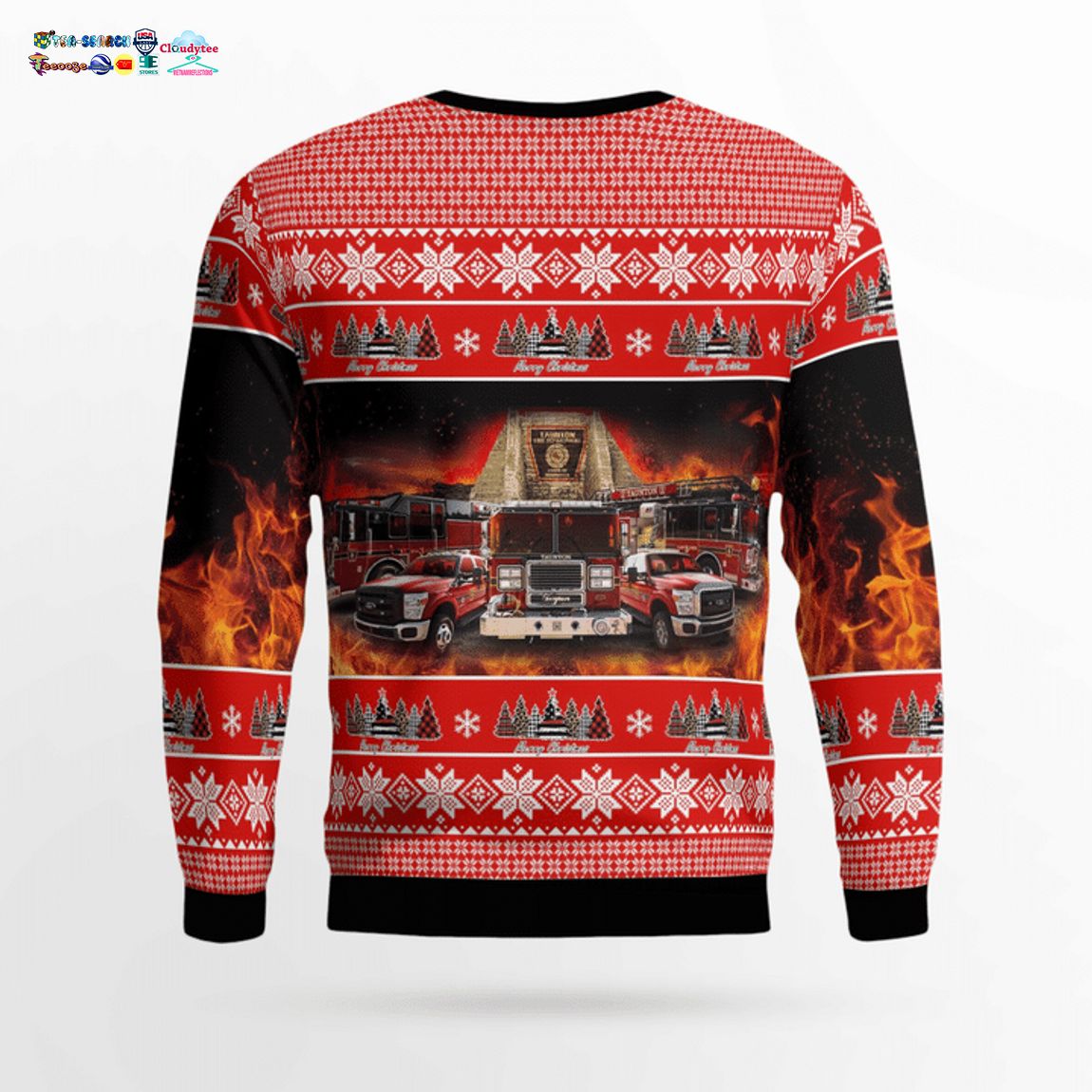 New York Taunton Fire Department 3D Christmas Sweater