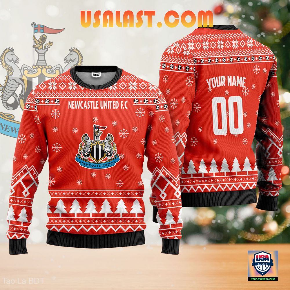 Newcastle United F.C Red Ugly Sweater - Nice photo dude