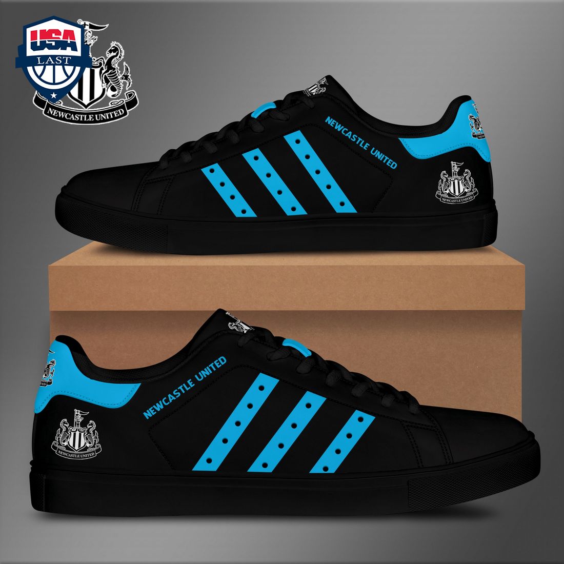 Newcastle United FC Aqua Blue Stripes Stan Smith Low Top Shoes – Saleoff