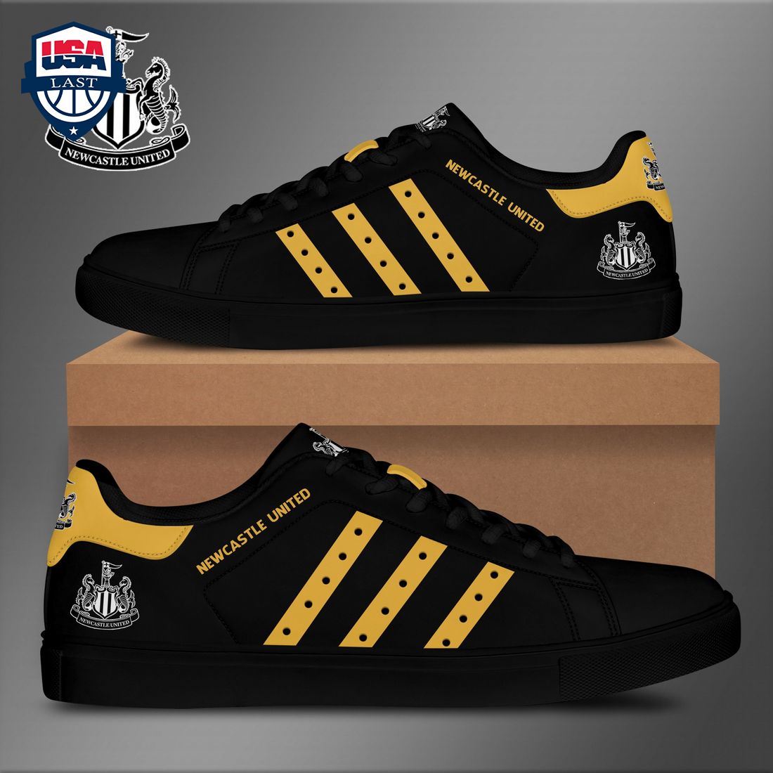 Newcastle United FC Yellow Stripes Stan Smith Low Top Shoes – Saleoff